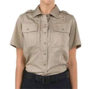 NWT 5.11 Tactical Women's PDU B-Class Shirt Short Sleeve Silver Tan 2X Regular